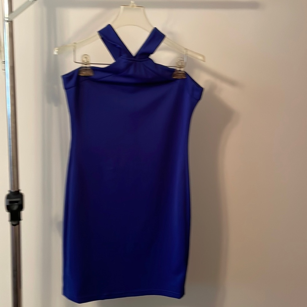 New Look Teens Blue V-neck Textured Bodycon size small